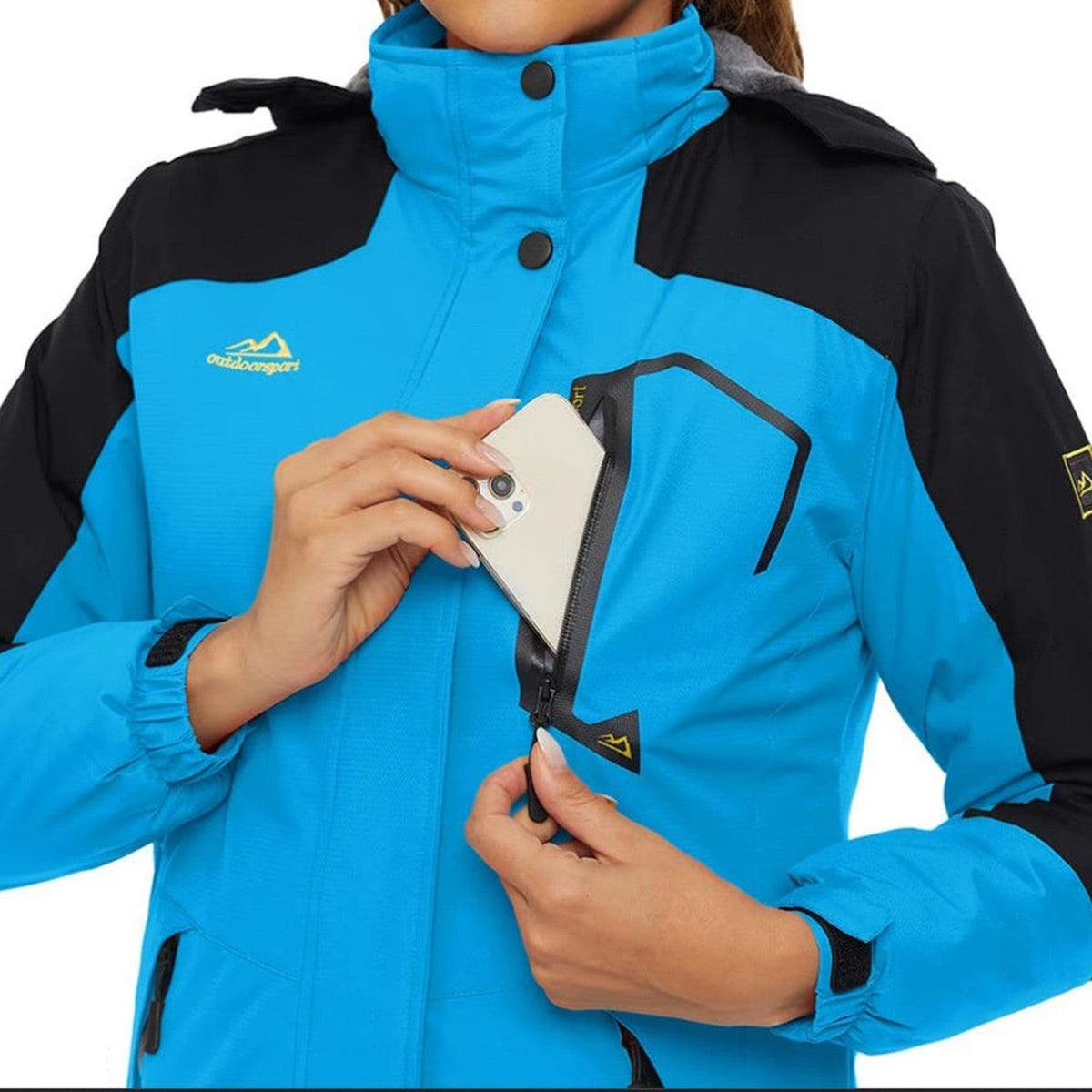 Veste Hiver Randonnée Femme Doublée Polaire poche poitrine zippée