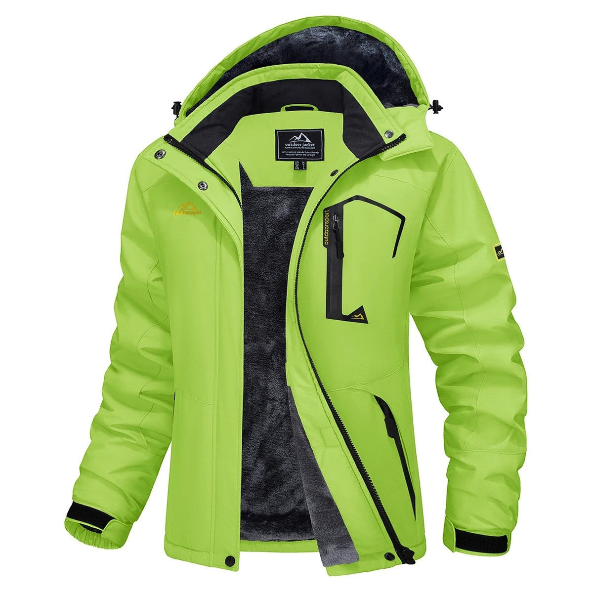 Veste Hiver Randonnée Femme Doublée Polaire - Vert Fluo